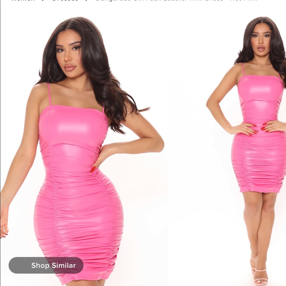 Fashion Nova Pink Runched Dress